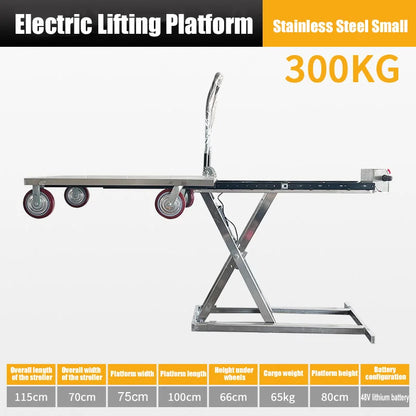 Electric Hydraulic Lithium Battery Lifting Platform Cart Suitable Small Truck Van Lifting Table Small Lifting Table 300/500KG