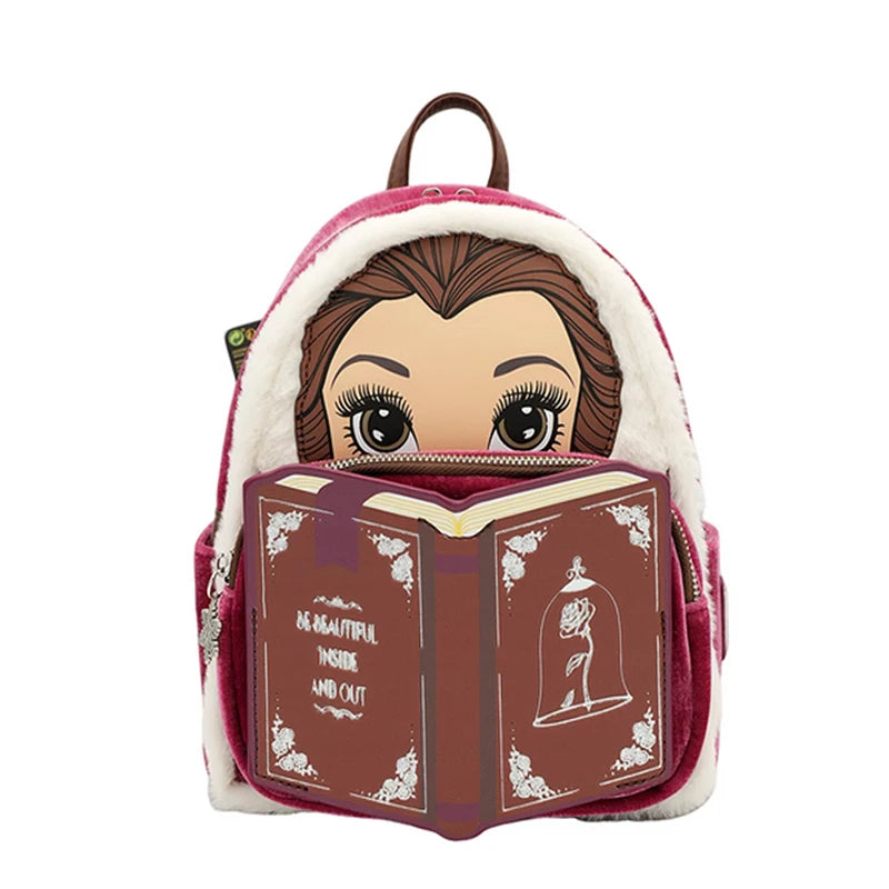 New Loungefly Beauty and The Beast Belle Stained Glass Portrait Mini Backpack Wallet