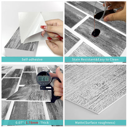 16/32/64PCS Retro Grey Wood Pattern Vintage Tile Sticker 3d Matte Thickened Foam Wall Sticker Self-Adhesive Wallpaper Kitchen