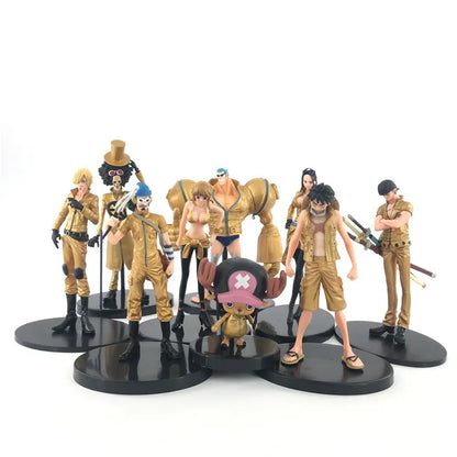 9pcs/set Black Golden Color Anime Figure One Piece Luffy Zoro Sanji Nami Brook Action Figure Collection Model Toy Gifts