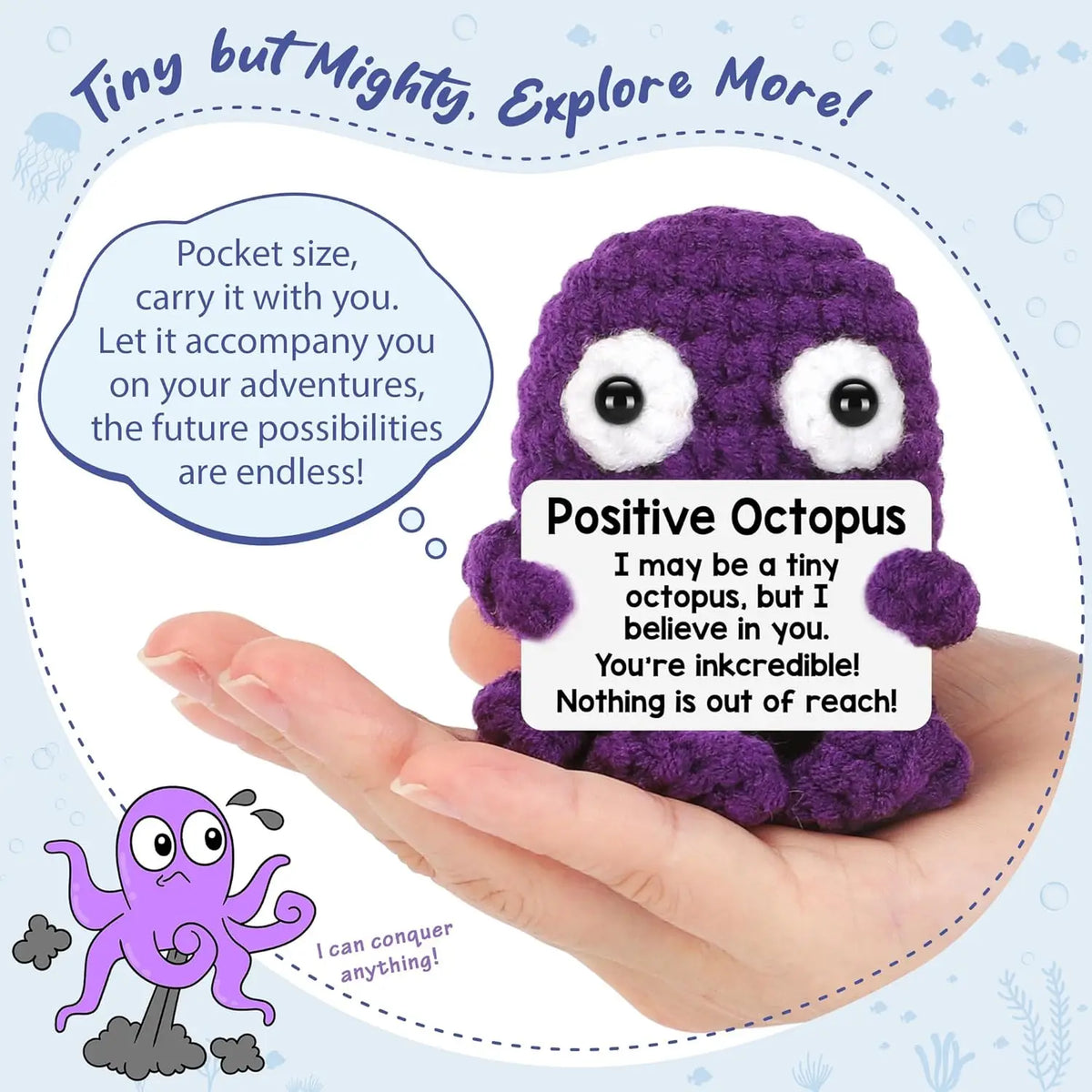 Positive Crochet Handmade Amigurumi Doll Emotional Support Pocket Hug Knit Plant Flower Encouragement Gift for Friends Coworker