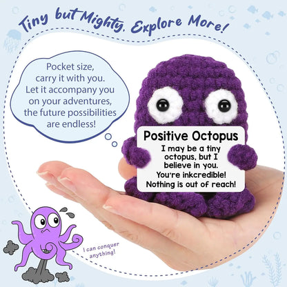 Positive Crochet Handmade Amigurumi Doll Emotional Support Pocket Hug Knit Plant Flower Encouragement Gift for Friends Coworker