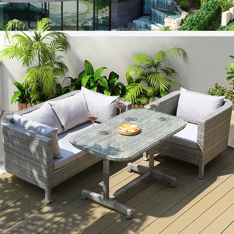 Outdoor Sofa Leisure Set, Garden Terrace Chair, Courtyard Balcony Double , -Woven Outdoor Imitation Rattan Sofa