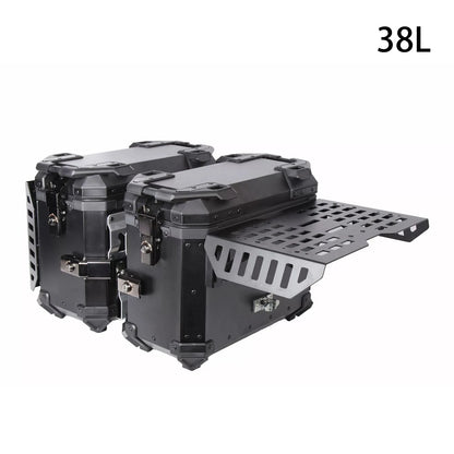 1 Pair 38L Folding Armored Motorcycle Side Box Aluminum Alloy Side Luggage Cases Quick Release Saddlebag Waterproof Toolbox