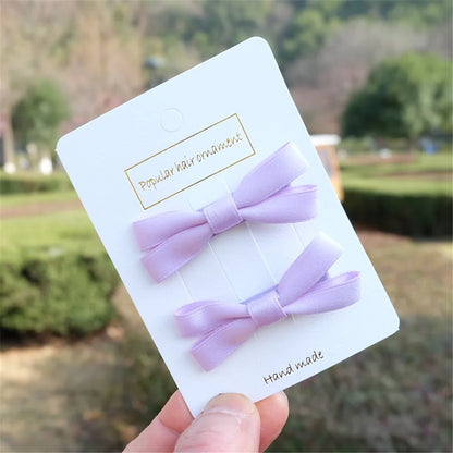 2Pcs/Set Hair Bow Clips For Girls Baby Kawii Barrettes Cute Haar Accessoires Kids Colored Ribbon Hairpins Children Hairgrip Hot