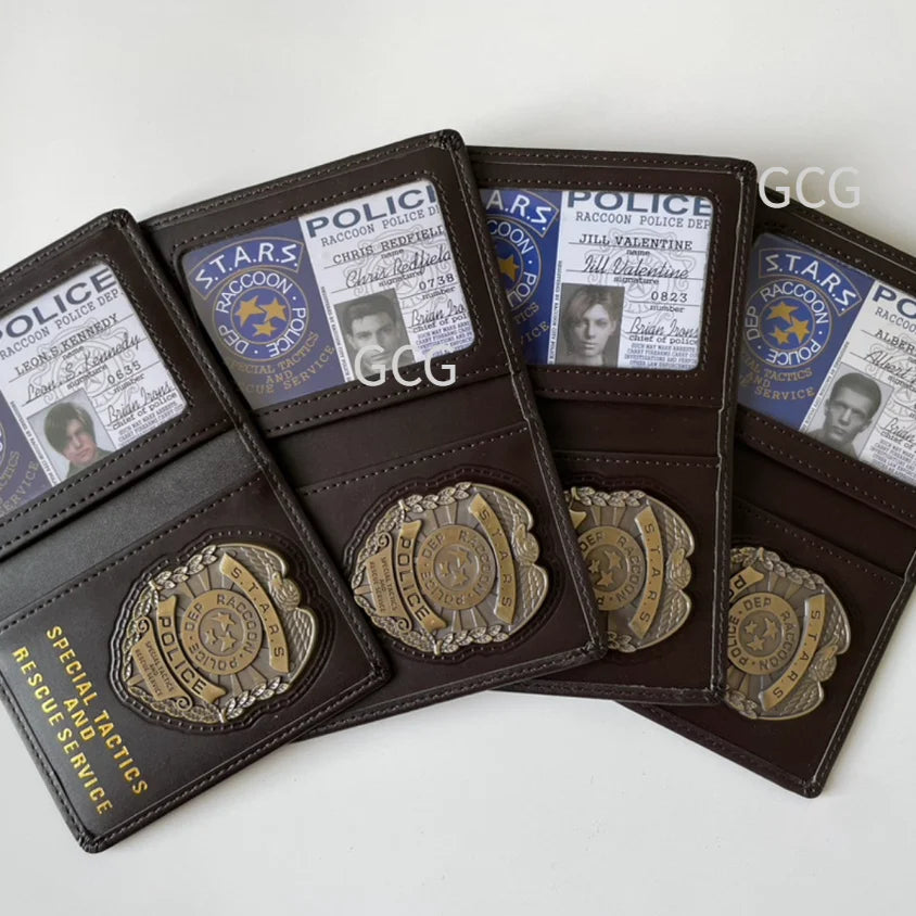 Resident Evil Leon Chris Jill Ada Rebecca Metal Badge ID S.T.A.R.S. Police Badge Case With Customizable Cosplay Accessories