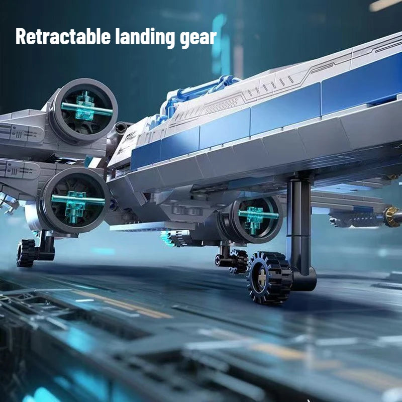 Big X-Wing Space Fighter Building Blocks With LED Light Aircraft Vehicle With Pilot Bricks Construction Toy For Kids Boys Gifts