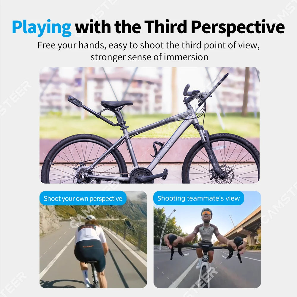 Camsteer Bicycle Backseat Mount 3rd Person View GoPro 13 12 Camera Brackets for Insta360 X6 X5 AcePro DJI Osmo360 Action 6 5Pro