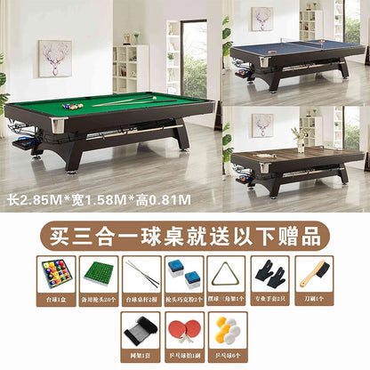 Household solid wood pool table automatic return American black eight indoor pool table multi-functional three-in-one marble tab