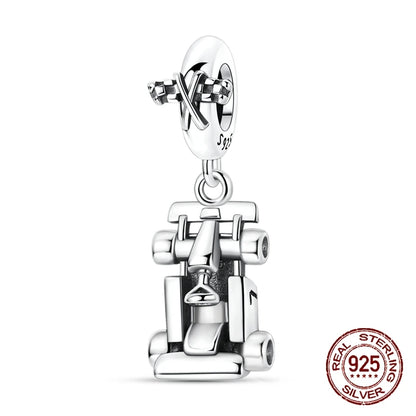 925 Sterling Silver Car Classic Fun Go-kart Shaped Pendant Charm Fit Original Charm Bracelets Women DIY Jewelry Gift