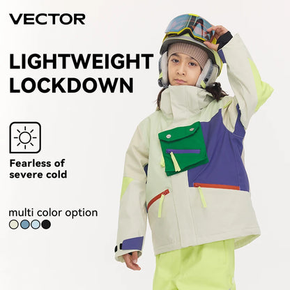 VECTOR Ski Wear Children Hooded Sweater Boys and Girls Wear Thickened Warmth Waterproof Equipment Jackets Snow Jacket
