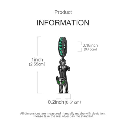 Black Series 925 Sterling Silver Mystical Luck Black Cat Magic Protection Charm Fit DIY Bracelet Necklace Niche Gothic Gifts