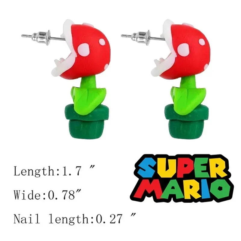 Super Mario Earrings Piranha Plant Funny Anime Creative Game Dangle Jewelry Women Girls Fashion Cute Cartoon Charms Earrings
