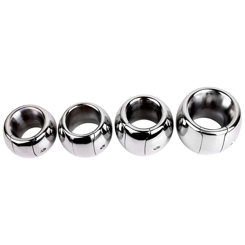 LEZEE Stainless Steel Semen Lock Rings Scrotum Drop Ring Heavy Metal Testicular Stretcher Rings Weight Hanging BDSM Cockring