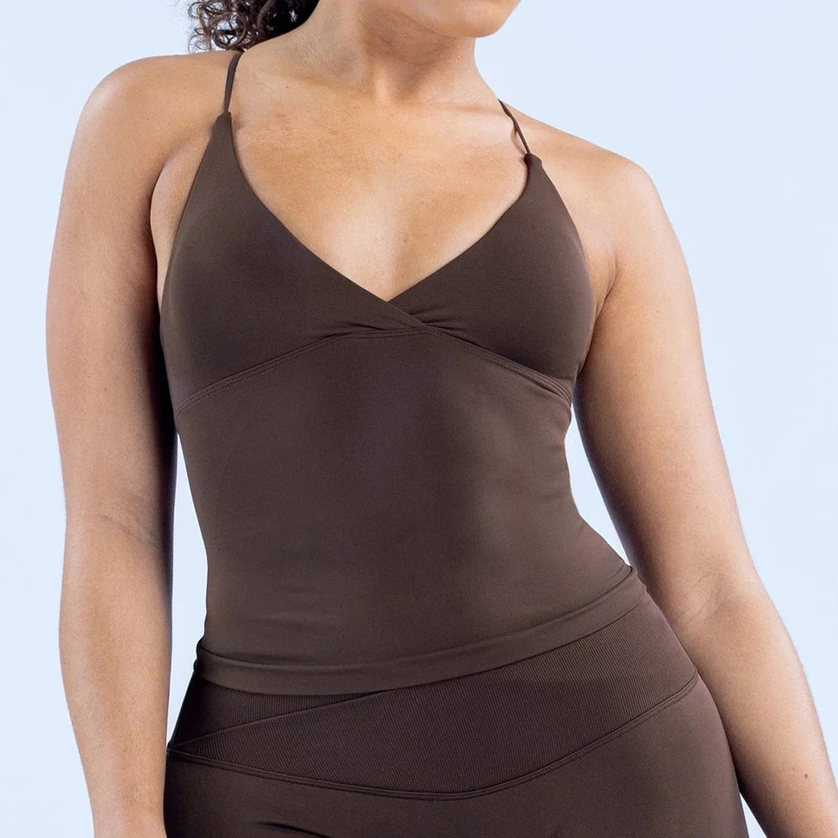 Vision Twist Front Longline Top Backless Sport Tank Top Women Yoga Vest with Removable Cups Quick Dry Thin Strap Fitness Gym Top