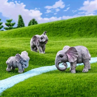 6pcs Resin Elephant Sculpture for Bonsai Micro Landscape DIY Table Cabinet Home Cake Decoration Micro Garden Making Craft Decor