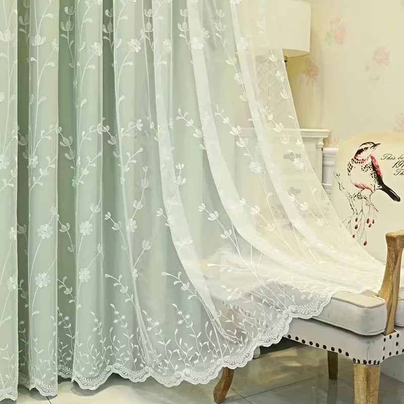 1pc European Luxury Double Layer Blackout Curtain,Top Eyelet for Easy Hanging,Floral Pattern for Living Room Bedroom Decor