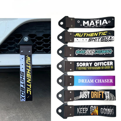 1PC New JDM Tow Strap Car Trailer Strap Tow Bar Nylon Car Tow Rope Hook Front Bumper Decorative Tow Hook Tuning shitbox