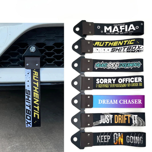 1PC New JDM Tow Strap Car Trailer Strap Tow Bar Nylon Car Tow Rope Hook Front Bumper Decorative Tow Hook Tuning shitbox