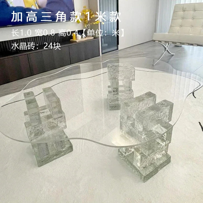 JB Modern Luxury Coffee Table Cloud Shape Design Glass Living Room Coffee Table Unique Glam Table Basse Pour Salon Home Furnitur