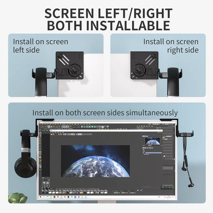 Monitor Headphone Stand Adjustable Clamp-On Saving Space Headset Holder Earphone Hanger for Gaming Office