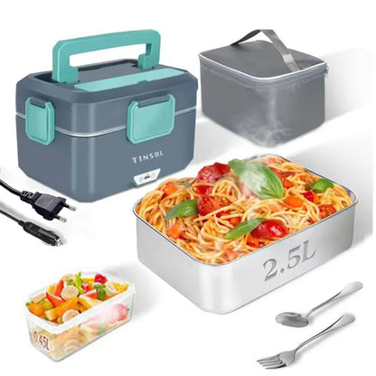 TINSOL New 3.5L Electric Lunch Box 90W Portable Food Heater Suitable for Car or Home Leak-proof Lunch Heating Microwave