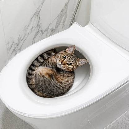 3D Funny Cat Toilet Sticker Bathroom Toilet Cover Sticker Wall Stickers Animal Wc Accessories For Home BathRoom Decoration