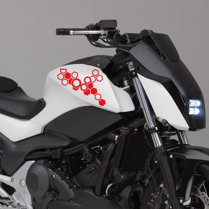 2PCS Motorcycle Front Face Stickers Modification PVC Waterproof Honeycomb Gear Vinyl Decals Moto Body DIY Decoration Accessories