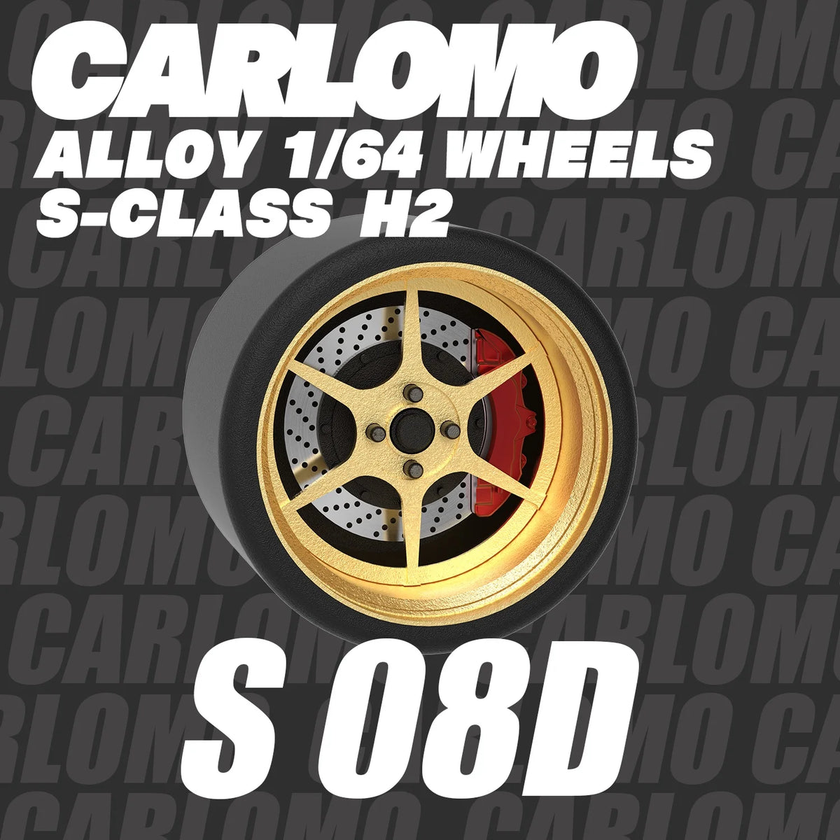 Carlomo S-Class Brand New 1/64 Alloy Wheels Rubber Tires with Brake Disc Assembly Rims for Model Diecast Car for model cars