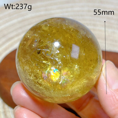 Healing Natural Crystal Brazil Smokey Citrine Quartz Sphere Rainbow Polished Ball High Quality Precious Home Decoration Gift