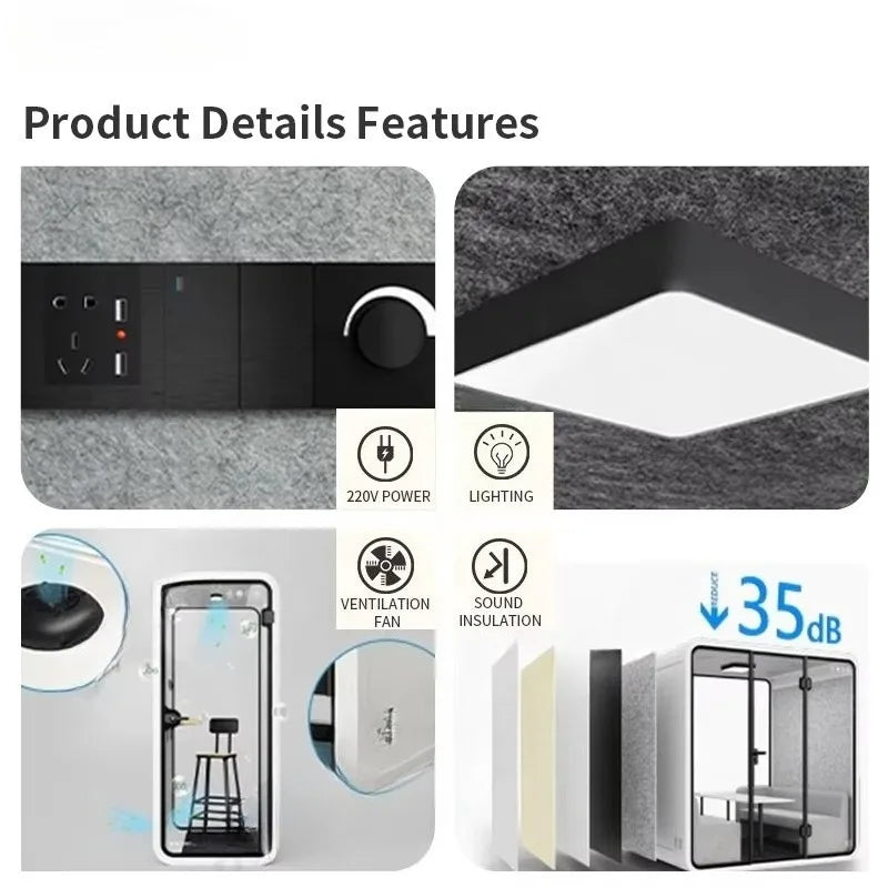 Sound Insulation Cabin Portable Quiet Work Pod For Home Office Remote Work Online Exam Voice Recording Practice