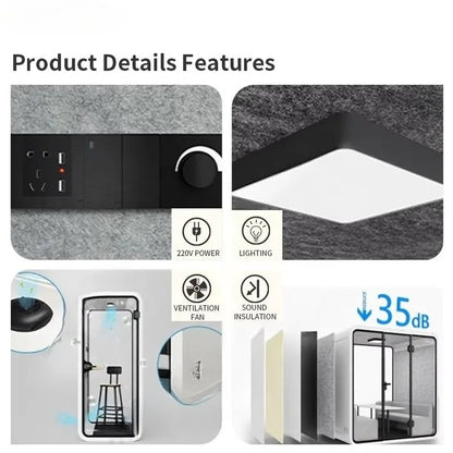 Sound Insulation Cabin Portable Quiet Work Pod For Home Office Remote Work Online Exam Voice Recording Practice