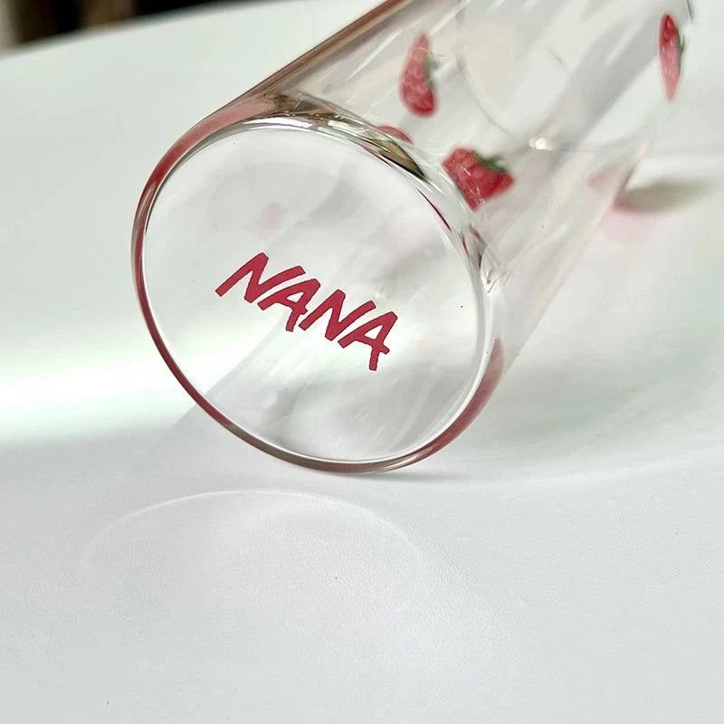 Anime NANA Oosaki Nana Cosplay Water Glass Cup Strawberry Print Heat-Resistant Milk Glasses Mug Tumbler Cups Accessories Props