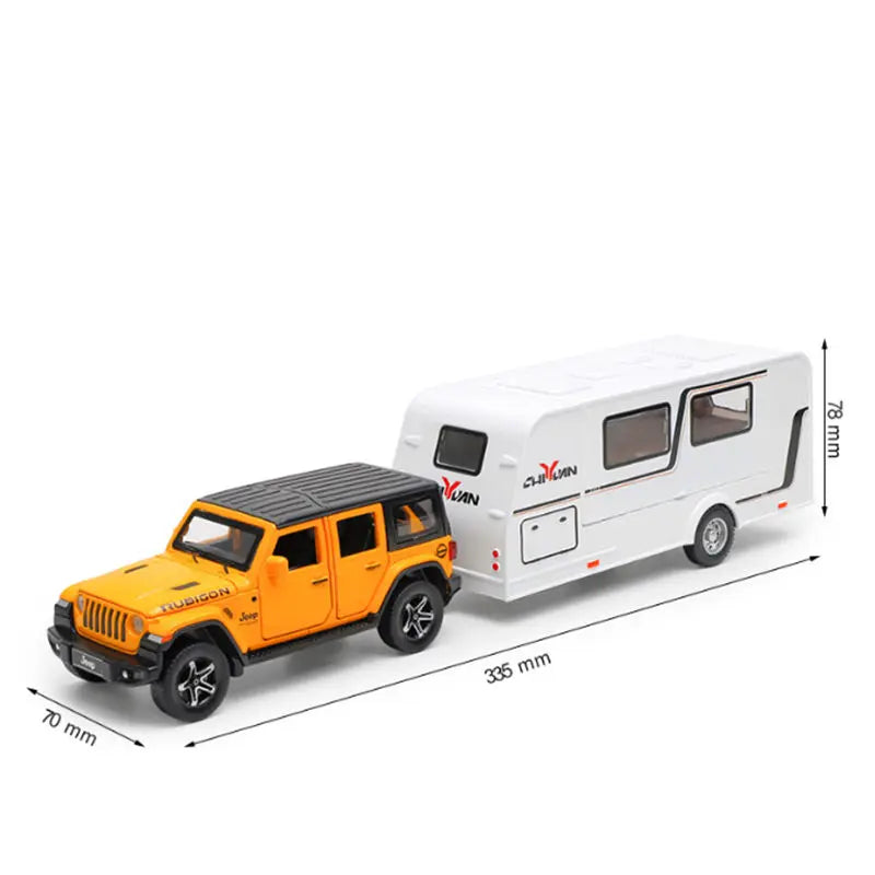 1/32 Alloy Trailer RV Truck Car Model Diecast Metal Recreational Off-road Vehicle Camper Car Model Sound and Light Kids Toy Gift