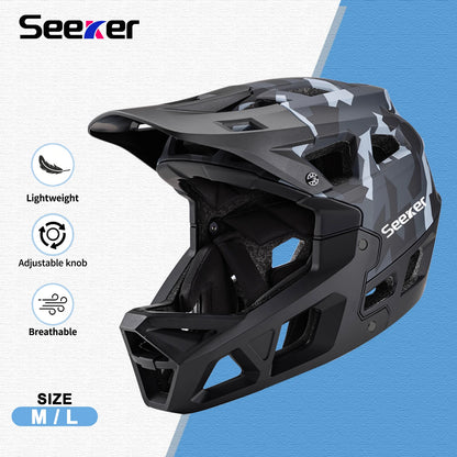UMUSEEKER Bicycle Cross-Country Full-Face Helmet, One-Piece Impact-Resistant Adult Mountain Biking Downhill Safety Protective He