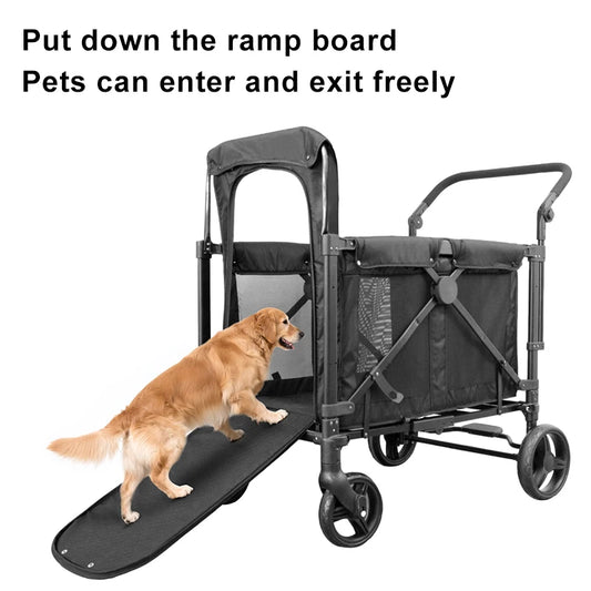STLFMultifunctional with Detachable Canopy 4 Wheeled Dog and Cat Large Pet Stroller