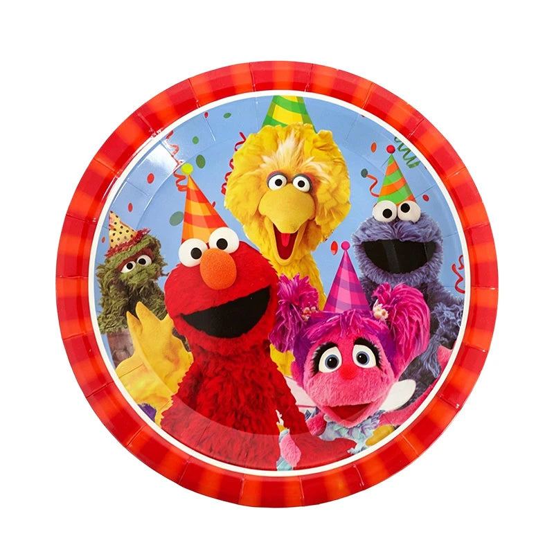 Birthday Party Decoration Set Supplies Cartoon Sesame Streets Birthday Party Supplies Tableware Balloon Cake Topper Banner Plate