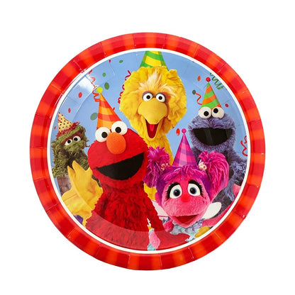Birthday Party Decoration Set Supplies Cartoon Sesame Streets Birthday Party Supplies Tableware Balloon Cake Topper Banner Plate