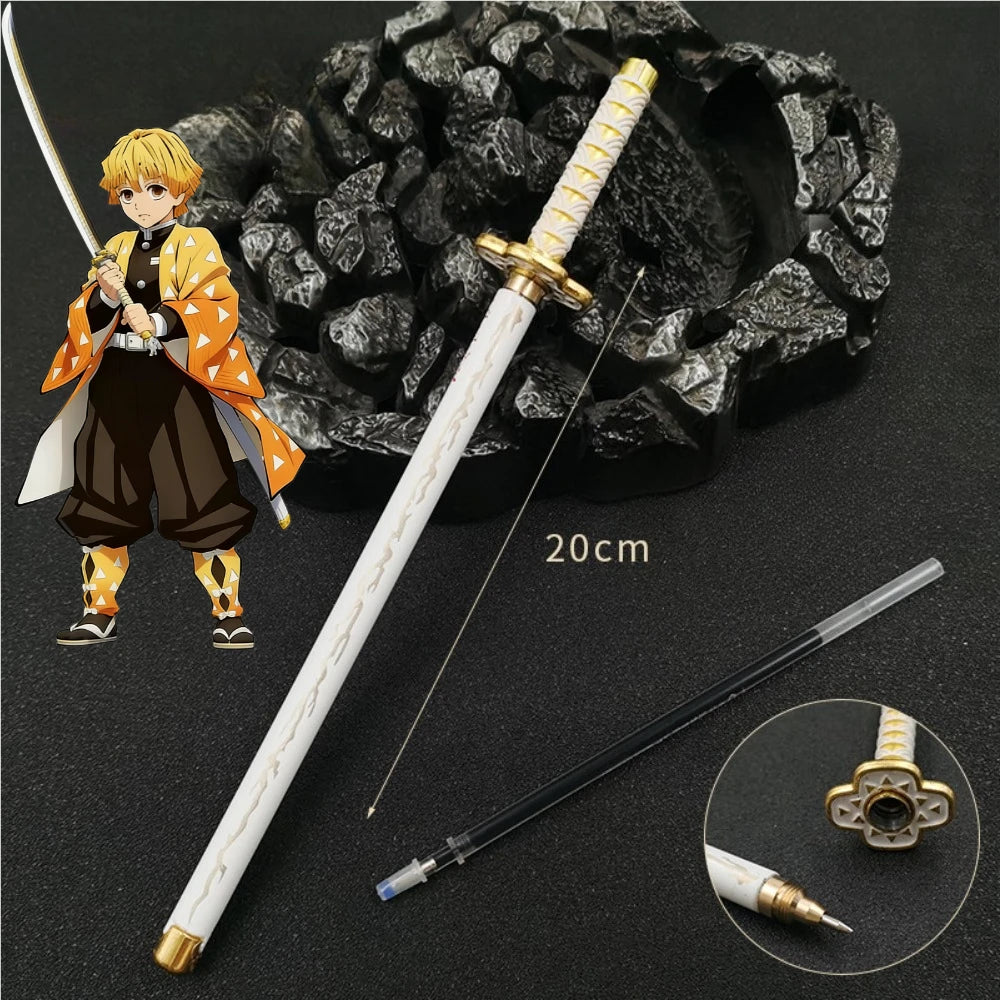 Anime Demon Slayer Nichirin Sword Katana Pen Kimetsu No Yaiba Giyu Refillable Gel Pen for Anime Fans Collection School Supplies