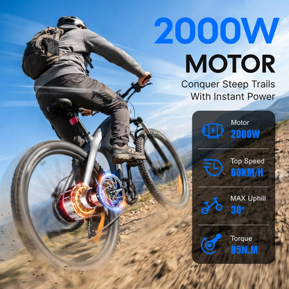 HUANCI Q5 Electric Bike for Adults Mountain Tire E Bike 48V 20Ah Battery Electric Bicycle for Commuting Long Range