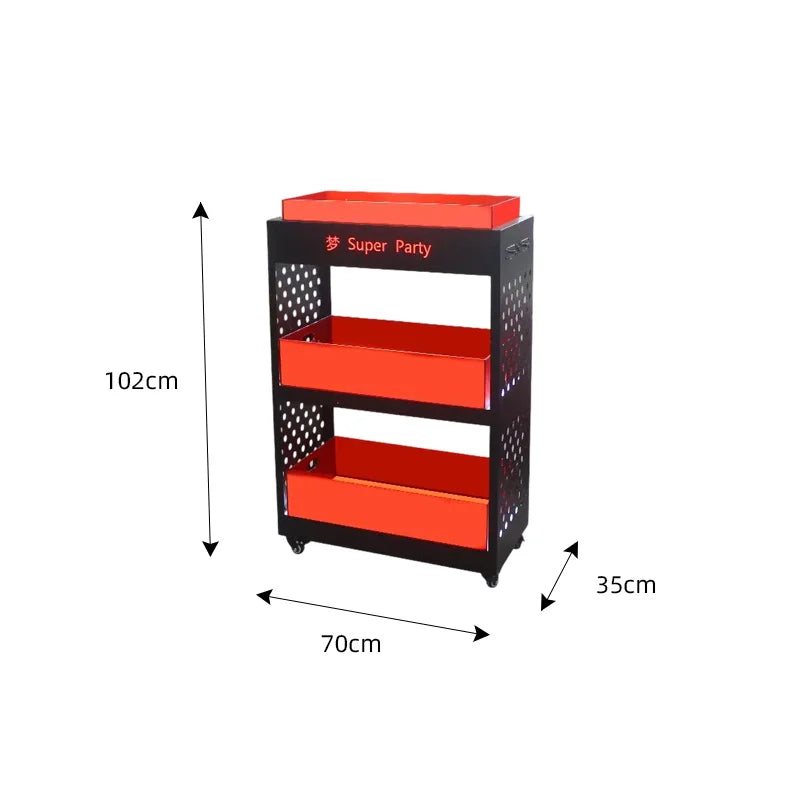 Mobile Stainless Steel LED Champagne Wine Rack Bar Lighting Import Liquor Display Cabinet Pub Liquor Display Cabinet
