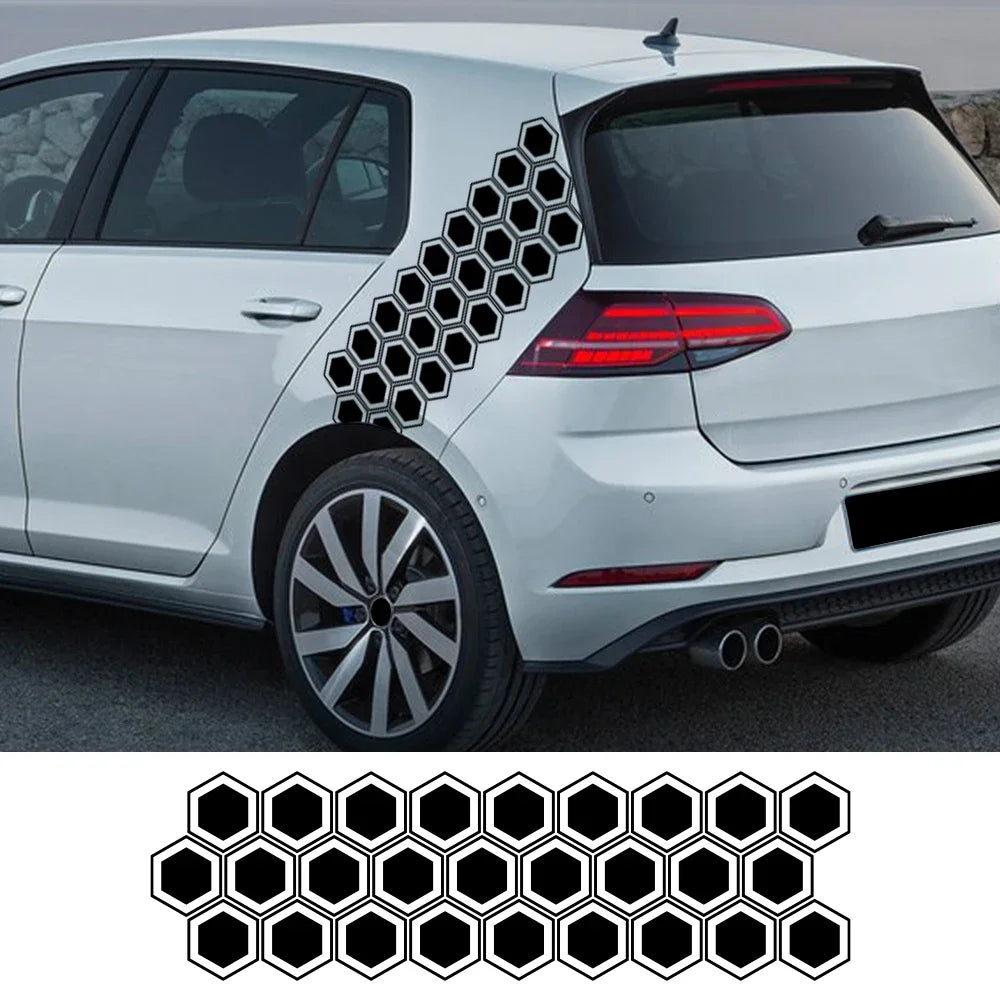 Honeycomb Hexagonal Graphics Car Vinyl Decal Car Body Side Sticker Waterproof Modification Decoration Auto Tuning Accessories