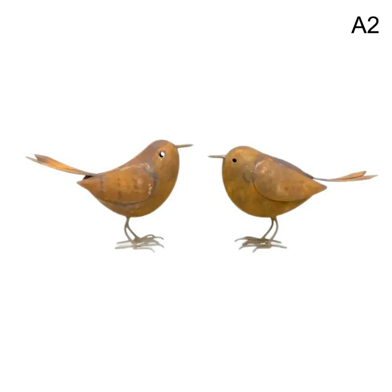 1/2Pcs Rustic Metal Birds Outdoor Garden Decor, Iron Art Bird Statue Sculpture Ornament for Yard, Patio and Lawn Decoration