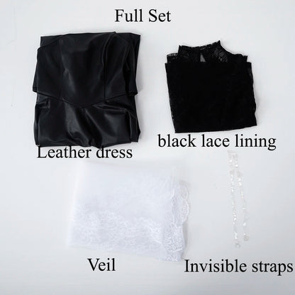 SBluuCosplay Osaragi Cosplay Costume Black Stretch Leather Dress R-Quality Christmas Halloween Cosutme