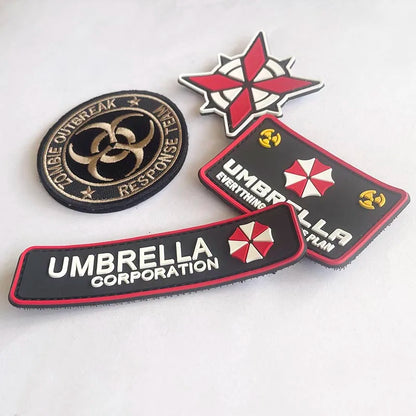 1PC,2PCS/ Umbrella Corporation PVC Rubber Morale Emblem,Biohazard Insignia Applique Embroidered patches,Tactical Backpack Badges
