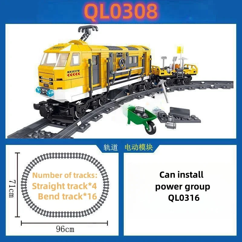 MOC QL0308 QL0318 Rail Transit Luxury High-speed Train Model Puzzle Toy Building Blocks Children Education Birthday Gift