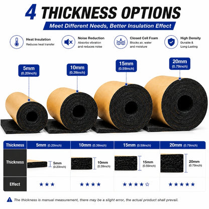 5/10/15/20mm Thickness Self Adhesive Closed Cell Foam Roll Car Heat Insulation Sound Deadening Mat with Kraft Paper Backing