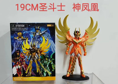 19CM Anime Figure Phoenix Ikki Hyoga Seiya Shiryu Standing Armor Model Children's Toys PVC Box Desktop Collection Decoration