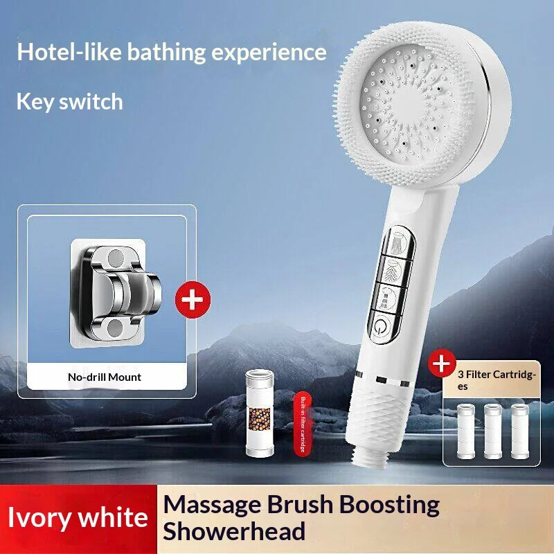 4Modes Pressure Boost Shower Head Multifunction Adjustable Large Water Shower Nozzle Massage Bathroom Accessory