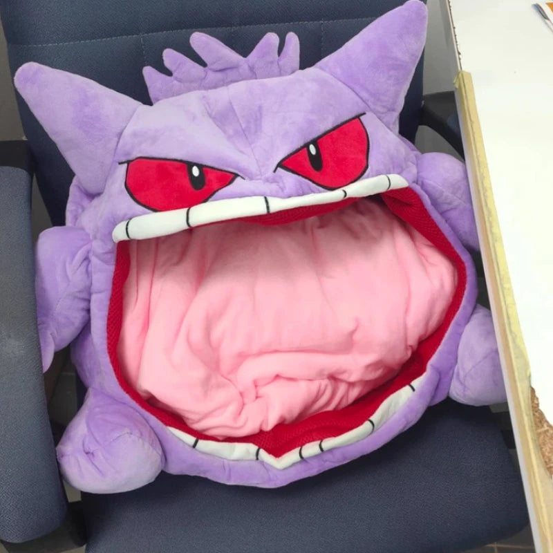 Cute Gengar Style Headgear Doll Sleep Pillow Integrated Dual Purpose Small Quilt Portable Sleeping Blanket Decor For Hobby Enthu
